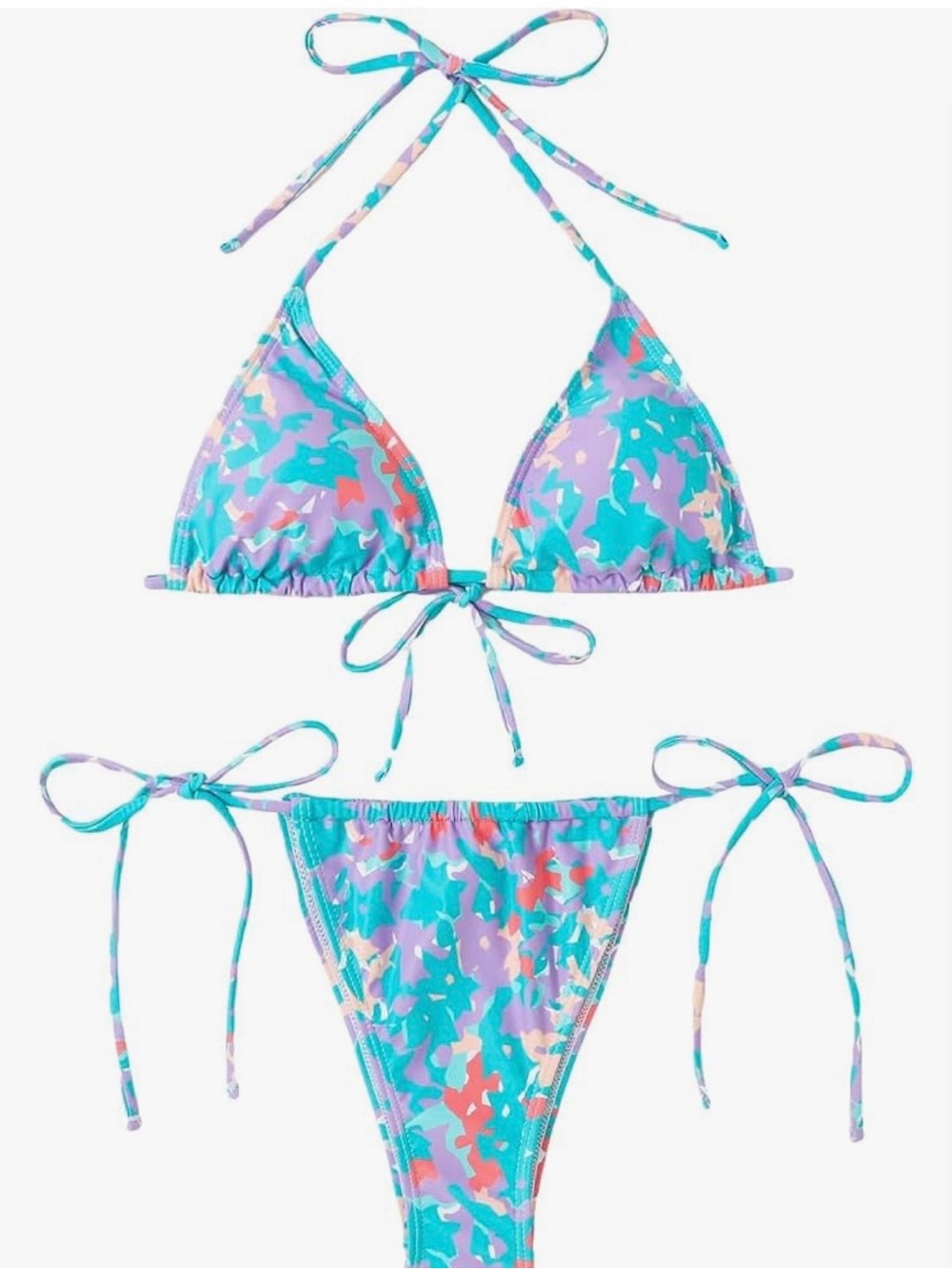 SOLY HUX Women's Blue Floral Print Bikini Set XL
